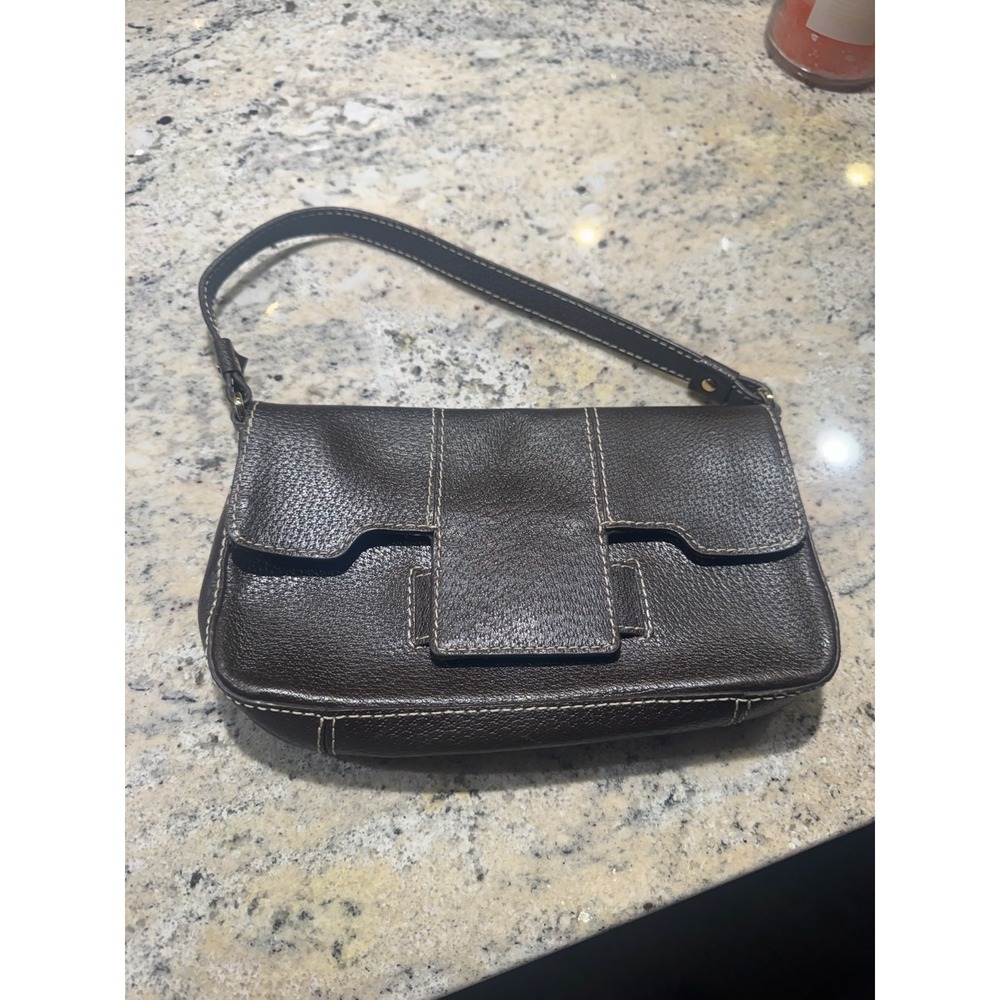 Kate‎ Spade New York Brown Leather Small Shoulder Bag Flap Red Lining